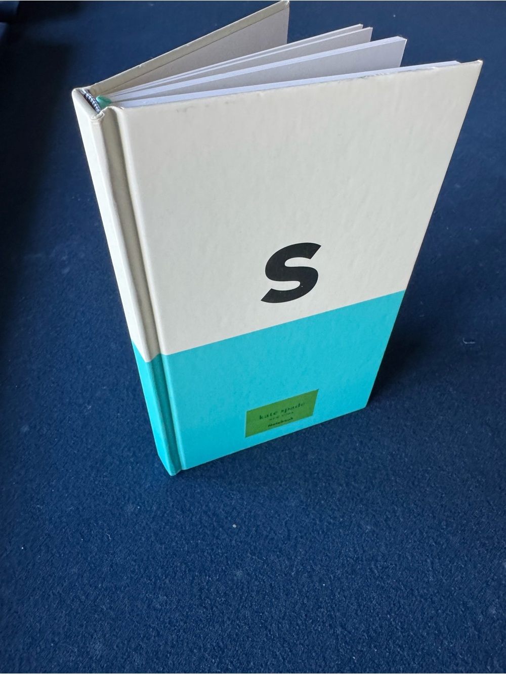 kate spade ♠️ teal & cream lined notebook w/coordinating ribbon place marker